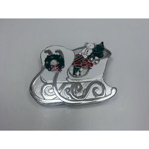 Wm. A. Rogers Vintage Christmas Sleigh Coasters Set of 6 Silverplate Felt Back